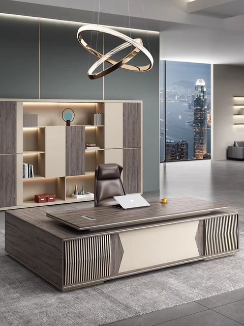 Modern Luxury Executive Office Table with L-Shape Design High-End Office Furniture UL-23NF1110