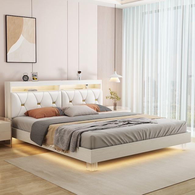 Home Furniture Modern Design Bedroom Set Wooden Fabric King Size Bed