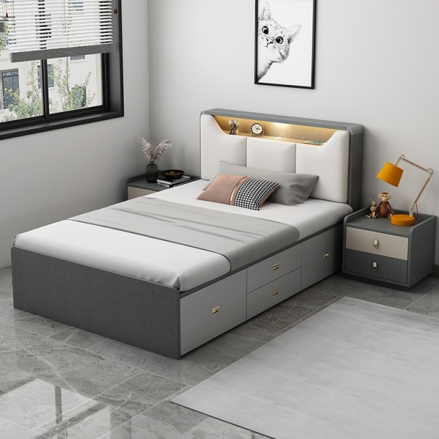 Modern MDF Home Children School Apartment Hotel Wooden Bunk Single Bed Bedroom Furniture Sets