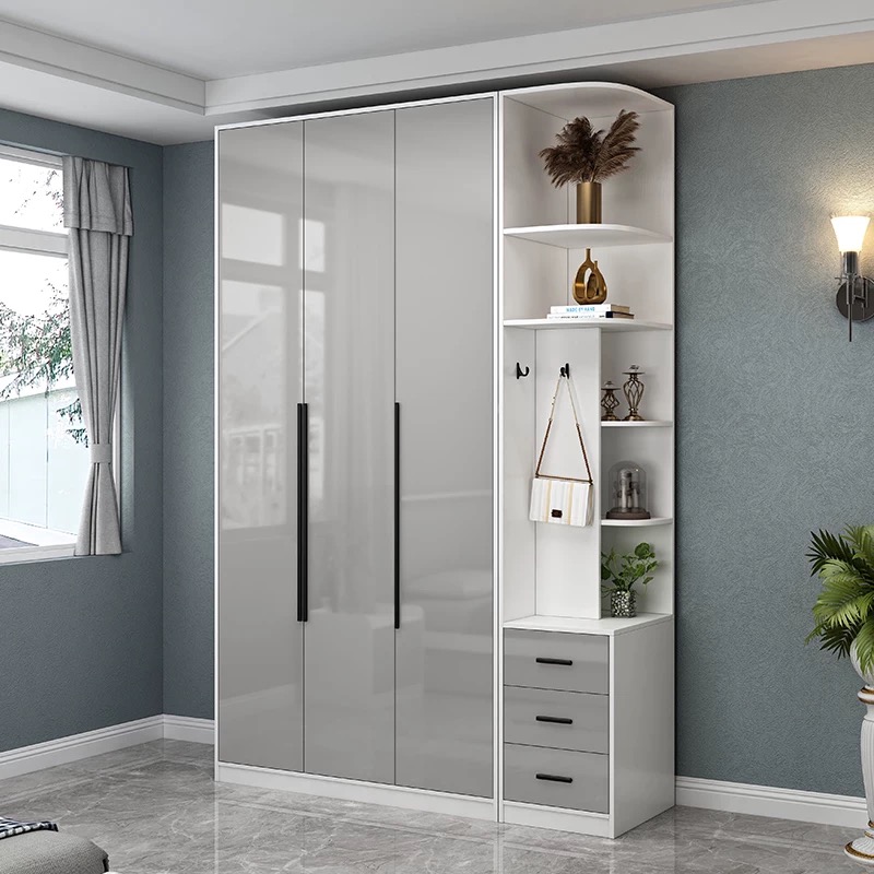 Factory Direct Sale Modern Luxury Glass Doors Storage Bedroom Wardrobe Closet
