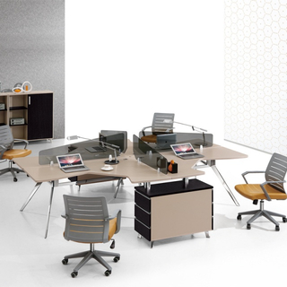 Wooden Office Staff Furniture Modular Workstation with Drawer 2 Office Desks