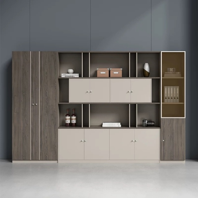 Wooden Glass Door Cupboard Melamine Office Furniture Bookcase File Storage Cabinet