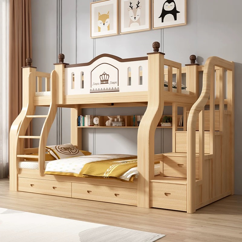 Factory Direct Hot Sale Competitive Price Bedroom Furniture Wooden Bed Bunk Beds with Drawers