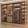 best fashion wardrobe wooden wardrobe high glass door with LED Light in bedroom furniture cabinets