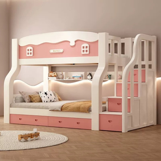 Nordic Modern Style High Design Bedroom Home Furniture Wooden Storage Bunk Beds