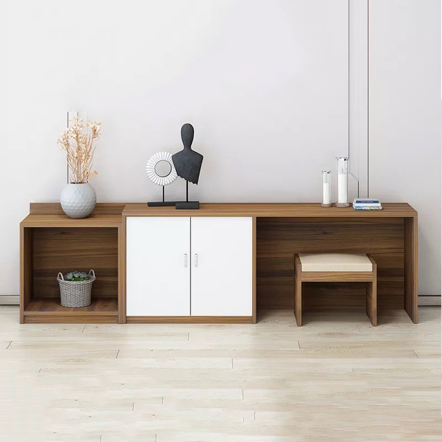 Factory Directly Wholesale Modern Wooden Frame Double Bed Night Stands Bedroom Set Hotel Furniture UL-9N0223