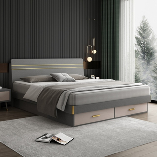 Modern Home Furniture Luxury Wooden Leather Bedroom Set King Hotel Bed