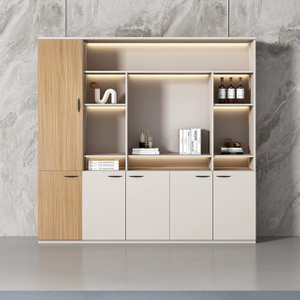 Wooden Glass Door Cupboard Melamine Office Furniture Bookcase File Storage Cabinet