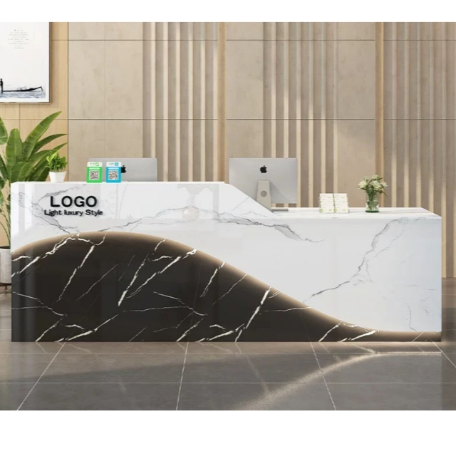  Luxury Style Customized Design Natural Marble Office Salon Front Desk Reception Desk