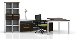 New Popularity Commercial Office Furniture with Drawer Storage L Shaped Office Business Furniture Wooden Office Table Desk HX-NS041
