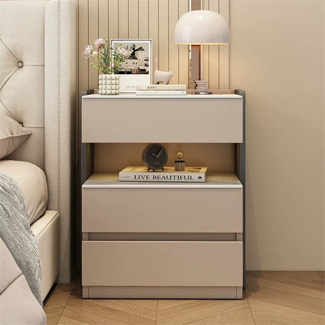 High End Bedroom Bedside Table Wooden Nightstands Home Bedside Cabinet