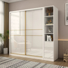 Sliding Door Wardrobe Simple Modern Panel Wardrobe Storage Cabinet with Drawers