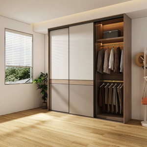 Hot Sale Sliding Doors Closet Simple Modern Wooden Panel Wardrobe