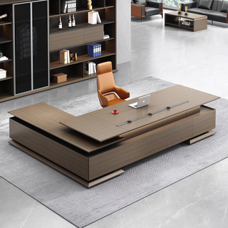 Modern Luxurious L-Shaped Executive Desk Thickened Wood Drawer Storage Convertible Modular Office UL-23NF1106
