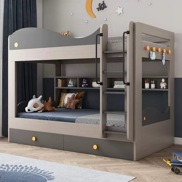 New Product Wooden Antique Office Bedroom Furniture Foldable Pink Blue Girl Double Bed Bunk Beds