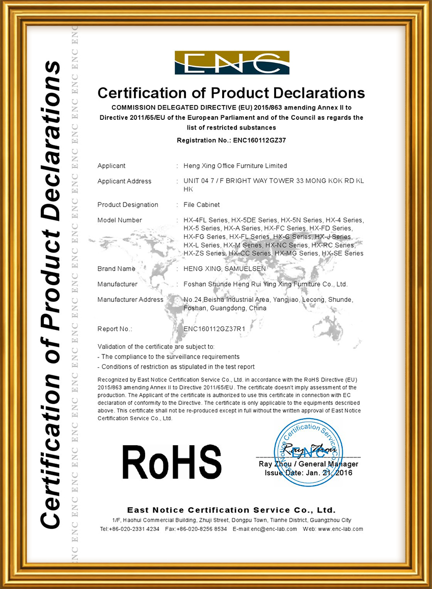 Certificate of Product Declarations