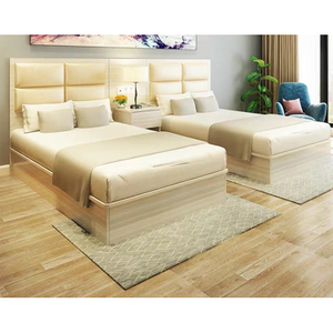 Factory Directly Wholesale Modern Wooden Frame Bed Night Stands Bedroom Set Hotel Furniture UL-9N0128