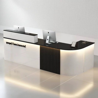 Hotel Office Furniture Wooden Front Table L Shape Reception Desk