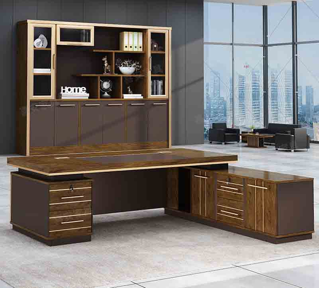 Modern Wooden Office Furniture Ergonomic Boss Executive Desk Melamine MDF Computer Office Desk UL-23FD0097