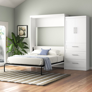 Popular Nordic Style Custom Size Multifunctional Murphy Bed with Bookshelf Vertical Folding Wall Bed with Sofa Mechanism UL-22WB011