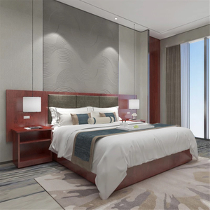 Factory Directly Wholesale Modern Wooden Frame Double Bed Night Stands Bedroom Set Hotel Furniture UL-9N0222