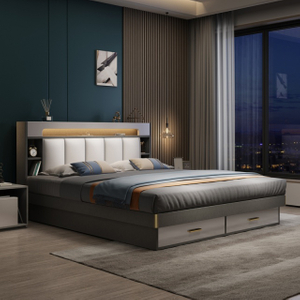 Home Furniture Modern Design Bedroom Set Wooden Fabric King Size Bed