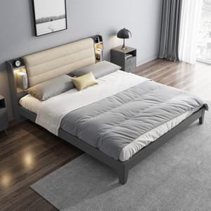 Luxury Modern Melamine King Queen Double Wooden Bed Frame