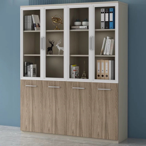 Wooden Glass Door Cupboard Melamine Office Furniture Bookcase File Storage Cabinet