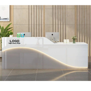 Modern Luxury Office Reception Furniture Wood Design Modern White Hotel Counter Desk