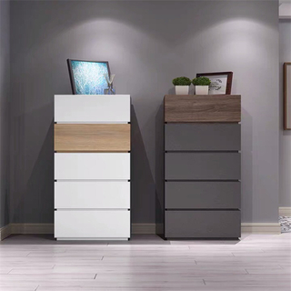 Hot Selling Modern Wooden Melamine Laminated Particle Board Living Room Chest Drawers Cabinet