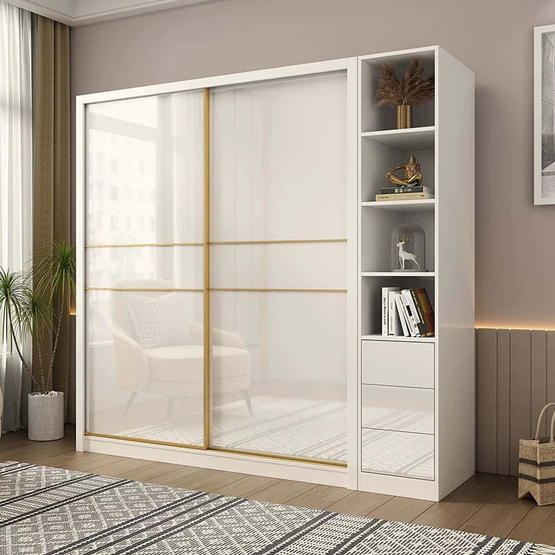 best fashion high glossy grey color bedroom furniture cabinet modern wooden closet big size wardrobe