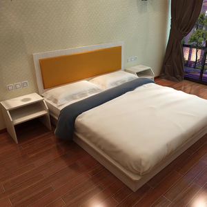 Factory Directly Wholesale Modern Wooden Frame Double Bed Night Stands Bedroom Set Hotel Furniture UL-9N0178