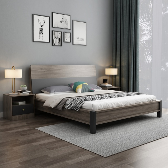 Factory Modern Hotel Room Wooden Bedroom Furniture Set Double King Bed Frame