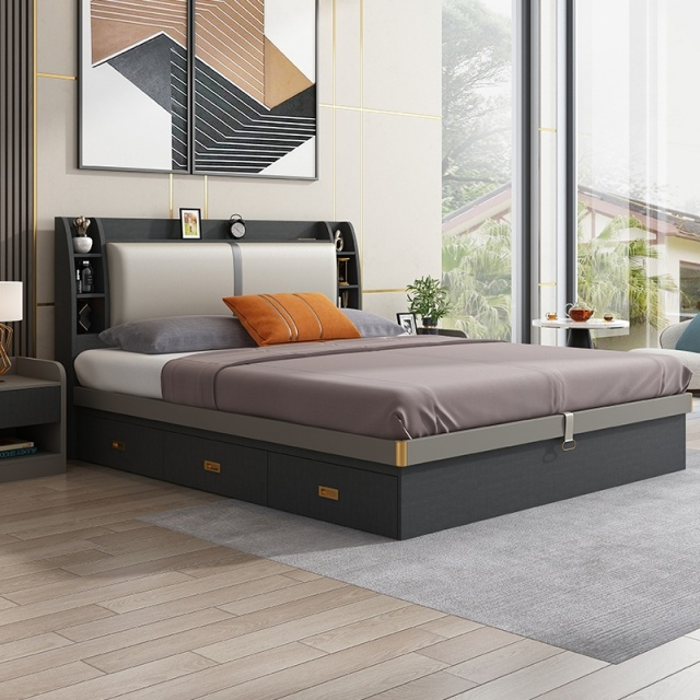 Luxury Modern Melamine King Queen Double Wooden Bed Frame