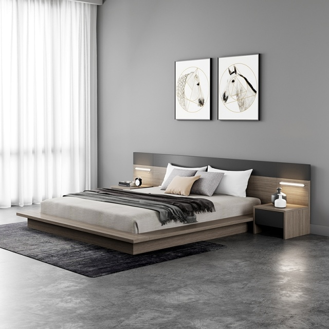 Factory Modern Hotel Room Wooden Bedroom Furniture Set Double King Bed Frame