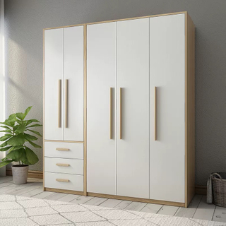 Factory Direct Hot Selling Sliding Door With Top Cabinet and Side Cabinet Wardrobe With Dressing Table Home Bedroom Closet