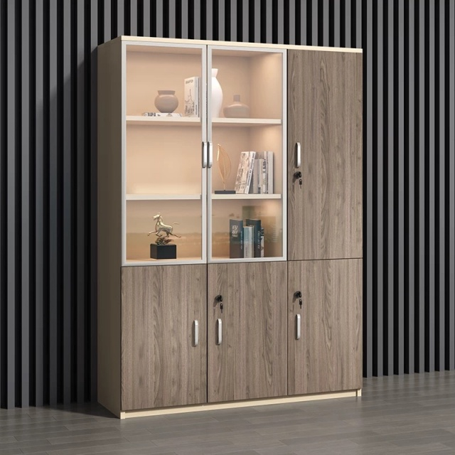 New Design Wooden Office furniture Tall Storage Cabinet Sliding Door File Cabinet