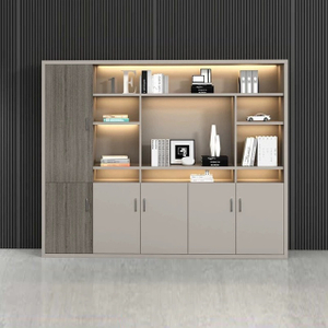 Wooden Glass Door Cupboard Melamine Office Furniture Bookcase File Storage Cabinet