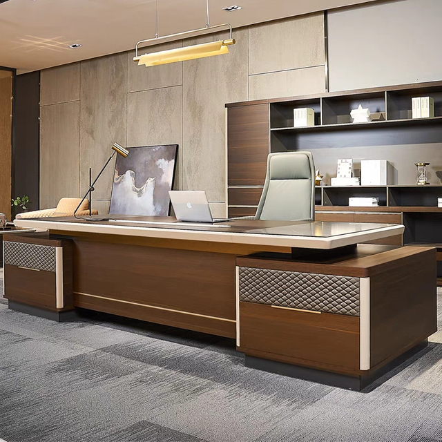 Modern Wooden Office Furniture Ergonomic Boss Executive Desk Melamine MDF Computer Office Desk UL-23FD0097