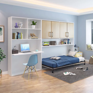 Bedroom Furniture Modern Style Functional Folding Bed Frame Desk Metal Wood Wall Murphy Bed UL-22WB022