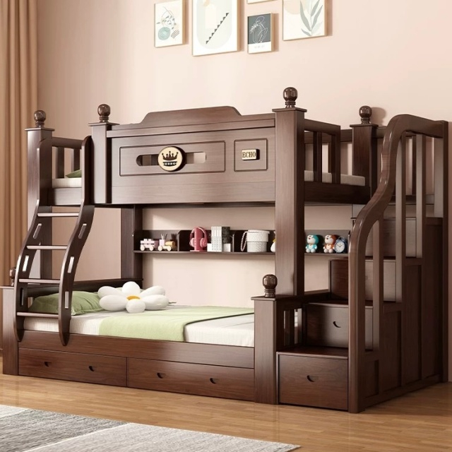 Modern MDF Home Children School Apartment Hotel Wooden Bunk Bed Bedroom Furniture Sets